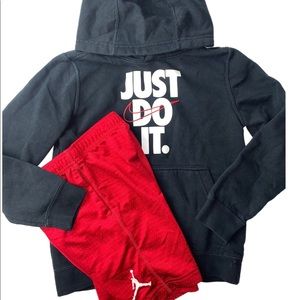 Nike Hoodie Sweatshirt & Jordan Basketball Shorts Sz 7 S small